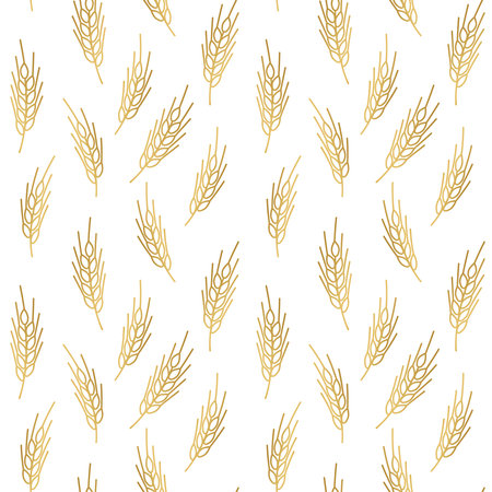 seamless golden pattern with wheat ears; great for first holy communion invitation and other accessories - vector illustrationのイラスト素材