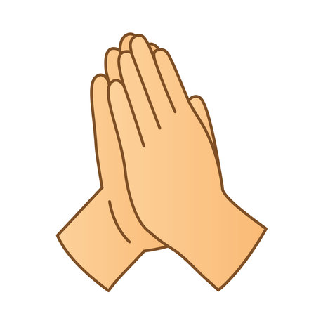 hands in praying position icon; it's perfect for religious-themed websites, spiritual blogs, or worship materials -vector illustrationのイラスト素材