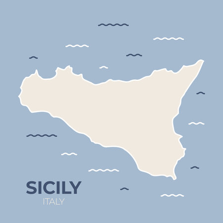 Sicily island, Italy map. It's perfect for travel brochures, educational materials or website backgrounds- vector illustrationのイラスト素材