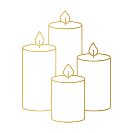 four golden advent candles; celebrating the Advent season - vector illustrationのイラスト素材