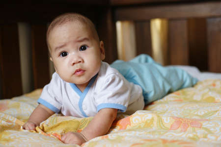 A asian chinese 4 months old baby boy taken by a standard lens.