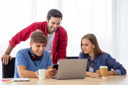 Creative business people working in start up office,modern creative and design worker concept, Group...