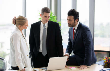 business coworkers in team meeting discussionの写真素材