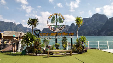 Tourists enjoy the beautiful view of the Khao Sok National Park.