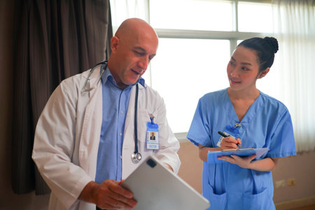 Nurse and doctor team ready for work day