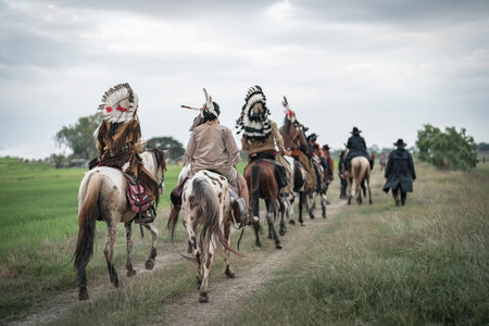 Unidentified people at historical reenactment festival in Moscow.の写真素材