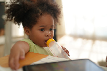 Little girl with special needs enjoy spending time with family.の写真素材