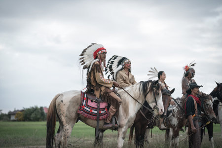 Unidentified people in traditional costume during historical reenactment