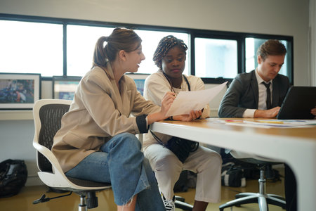 Businesspeople having meeting in the officeの写真素材