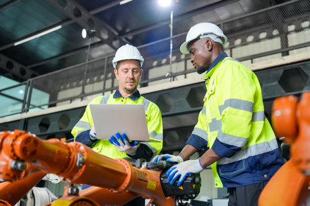 Robotic Arm production lines modern industrial technology. AI Automated production