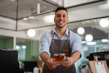 Modern small business, cafe and work outdoor, new normal and startupの写真素材