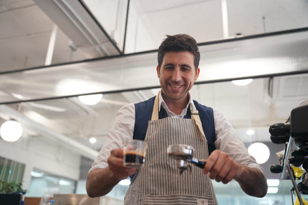 Modern small business, cafe and work outdoor, new normal and startupの写真素材