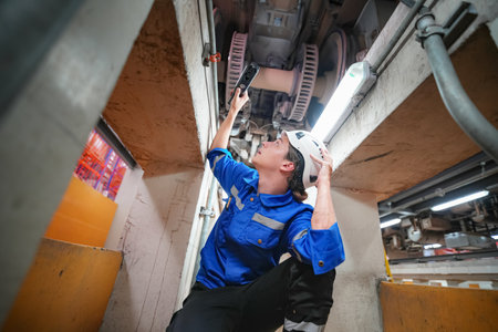 Portrait of a female mechanic working in a car repair shop.