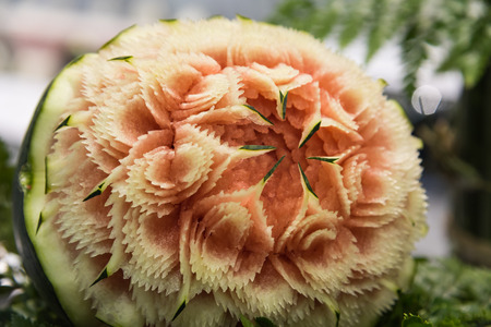 Watermelon carving craft.の写真素材