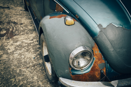 Old car with close up shot front right viewの写真素材