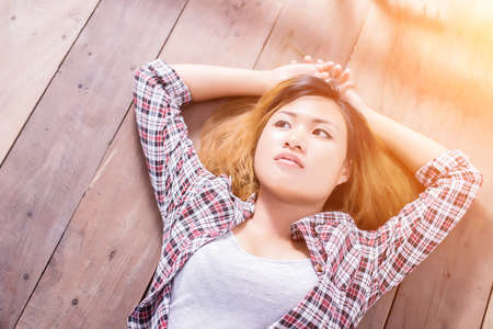 Beautiful Young Woman,Healthy Smiling woman Relaxingの写真素材