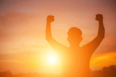 Man in the sunsetの写真素材