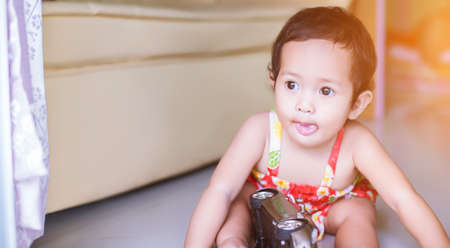 Portrait of adorable little girlの写真素材