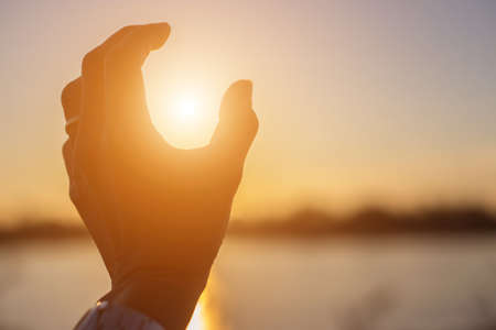 hands-shape for the Sun.の写真素材