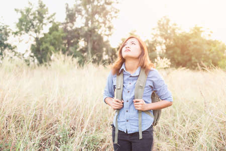 Women Walking Outdoors In Nature.の写真素材