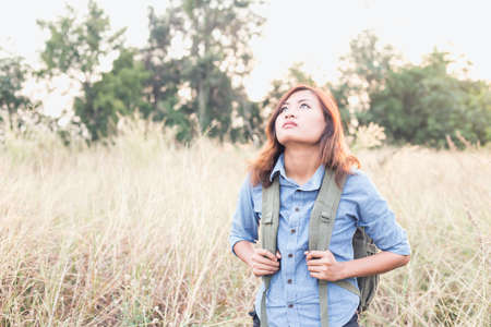 Women Walking Outdoors In Nature.の写真素材