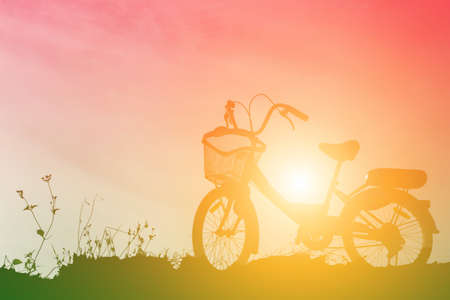 beautiful silhouette of bicycleの写真素材