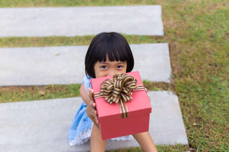 Giving a gift to someone specialの写真素材