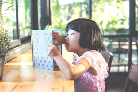 Child education. Girl reading book.の写真素材