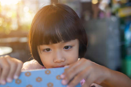 Child education. Girl reading book.の写真素材
