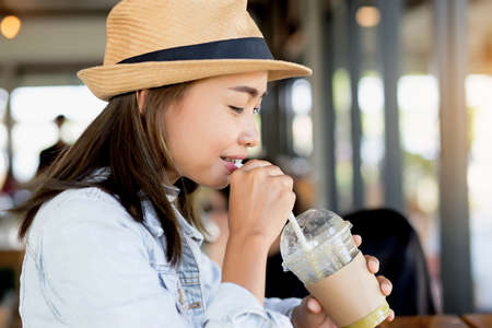 Portrait of woman in natureの写真素材