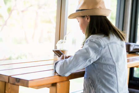 Portrait of woman in natureの写真素材