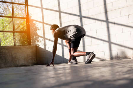 The man with runner on the street be running for exercise.の写真素材
