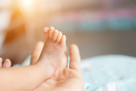 Cute asian baby newborn close up