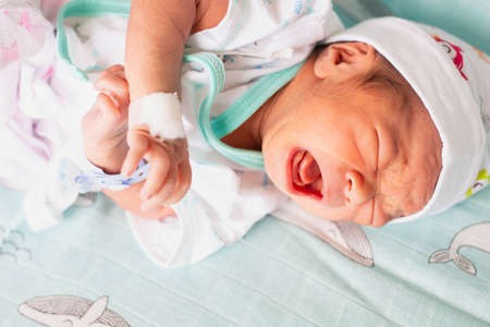 Cute asian baby newborn close upの写真素材