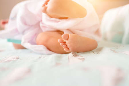 Closeup of newborn baby loveの写真素材