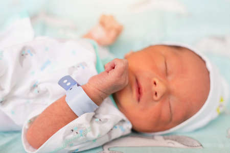 Cute asian baby newborn close upの写真素材