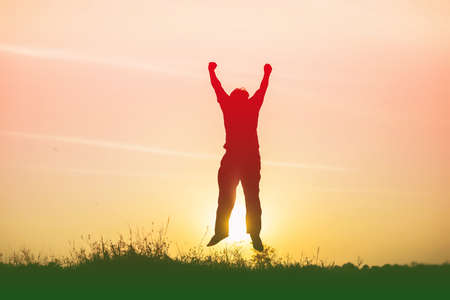 Thanksgiving men on the mountainの写真素材