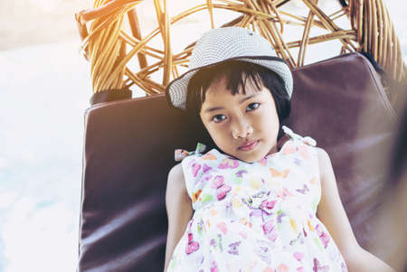 Smiling beautiful girl portrait stock photoの写真素材