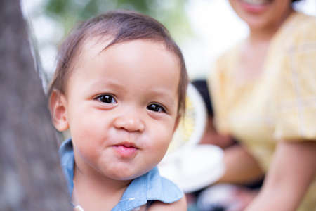 Girl with bright smile beautiful teeth happy eyes.の写真素材