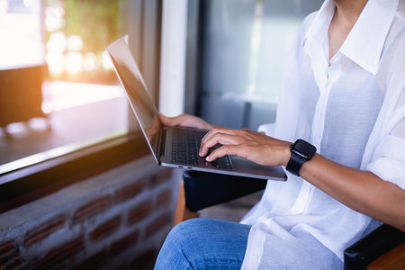 Businesswomen typing keyboard on labtop or notebook, business online concept.
