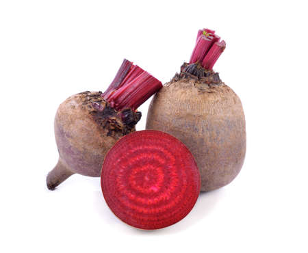 Fresh beetroot with half isolated on white backgroundの写真素材