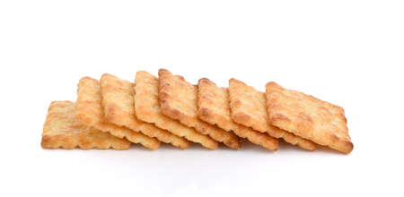Crackers or biscuits on white backgroundの写真素材