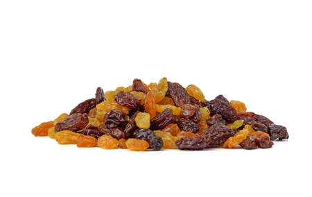 Dried raisins isolated on white backgroundの写真素材