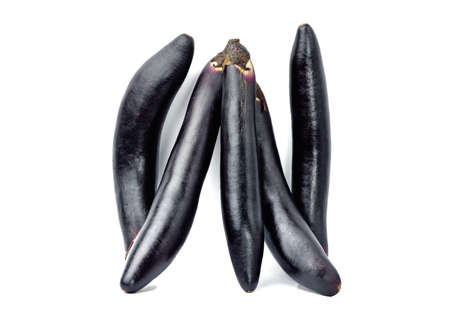 Fresh purple eggplant isolated on white backgroundの写真素材