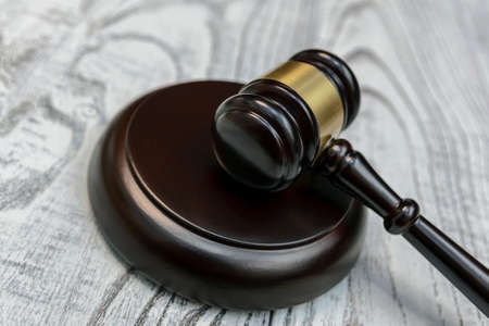 judge gavel on wooden backgroundの写真素材