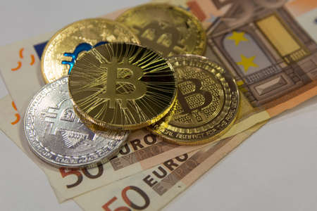  golden bitcoin onの写真素材