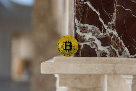  golden bitcoin onの写真素材