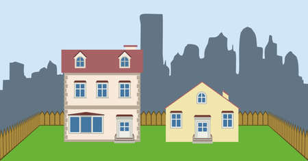 Two houses in the suburbsのイラスト素材