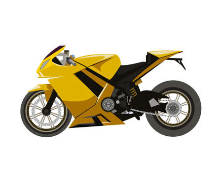 Yellow sport motorcycle side viewのイラスト素材