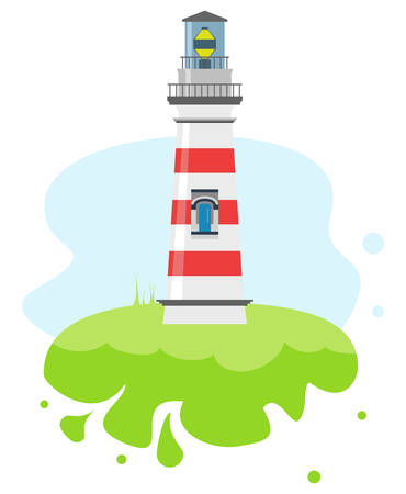 Lighthouse with red stripes on a white backgroundのイラスト素材
